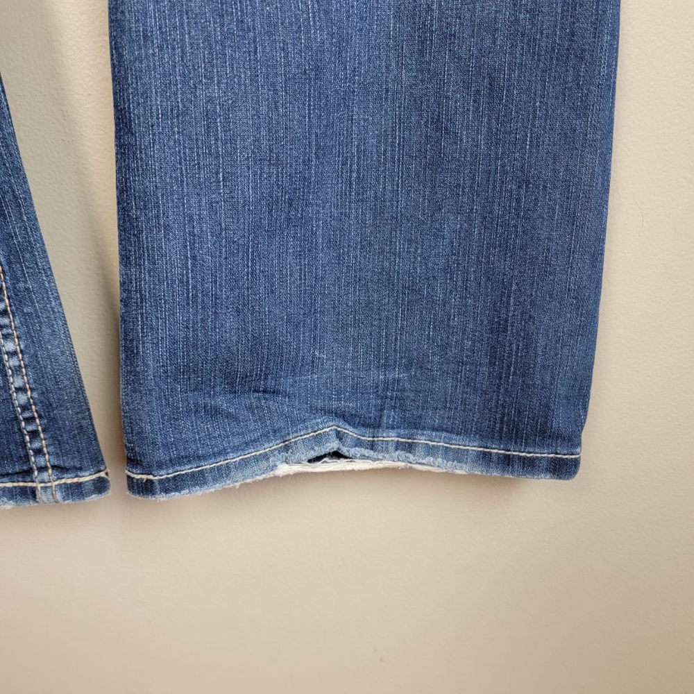 BKE 34 Culture Bootcut Boot Cut Medium Wash Mid Rise Stretch Jeans Distressed - Picture 9 of 15